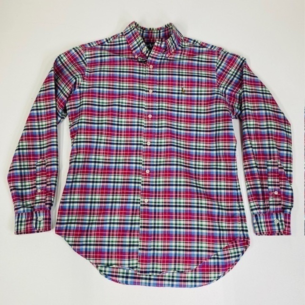 Ralph Lauren Classic Fit Plaid Button Down Shirt Long Sleeve, M